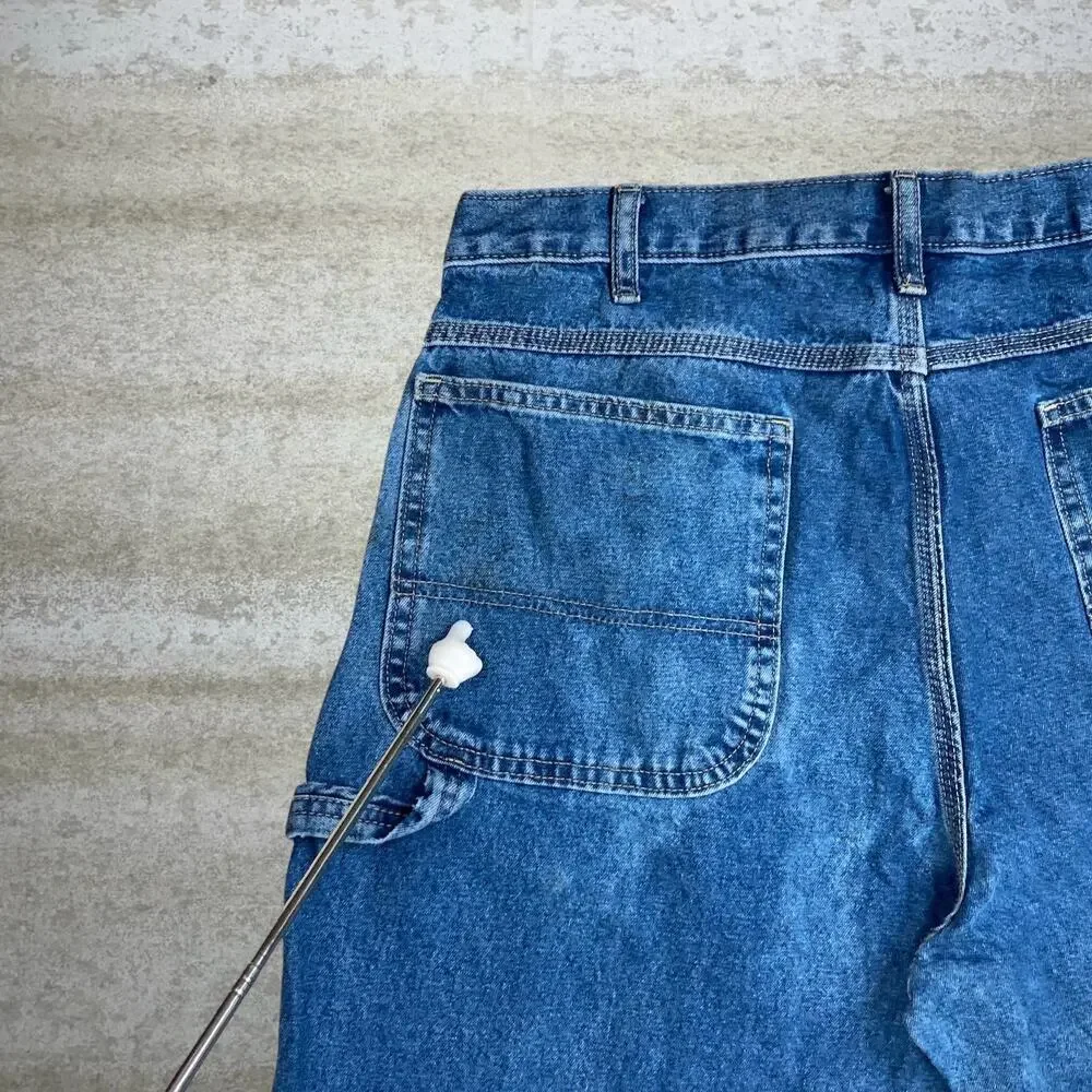Vintage 90s Dickies Carpenter Jeans 36x34 Baggy Wide Leg Fit Medium Wash Denim